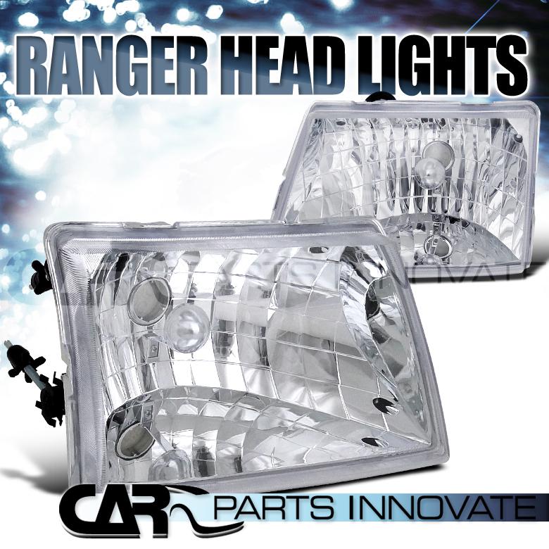 Ford 98-00 ranger pickup truck chrome clear crystal headlights lamps