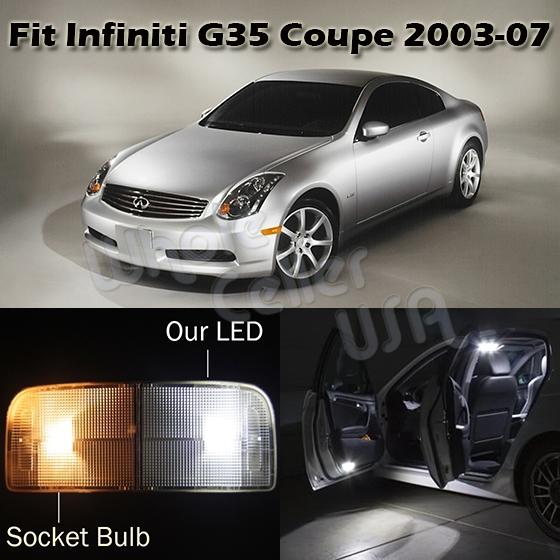 7 x white led lights interior package deal for 2003-2007 infiniti g35 coupe