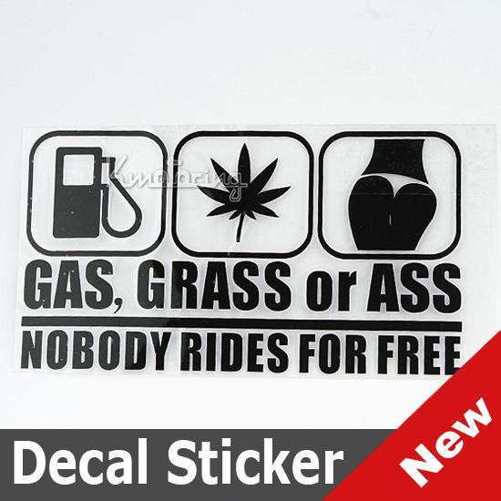 Black gas grass ass nobody ridesfunny jdm car flat surface decal vinyl sticker