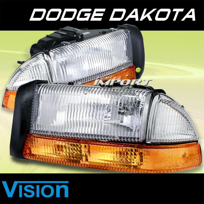 1997 dodge durango/dakota vision chrome sport style replacement headlights l+r