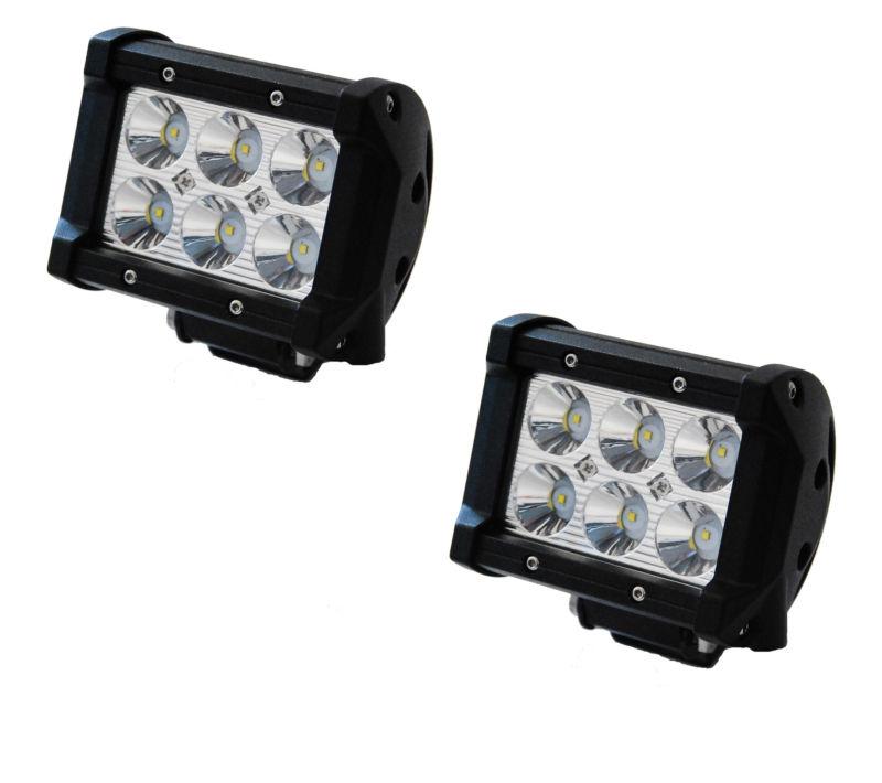 2x light bar 4" led 18w spot motorcycle work atv x off road fog driving cree utv