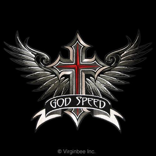 Huge godspeed winged cross christian biker jacket patch