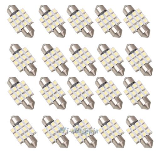 20x 3021 31mm 12 smd interior dome map trunk led light bulb ultra white