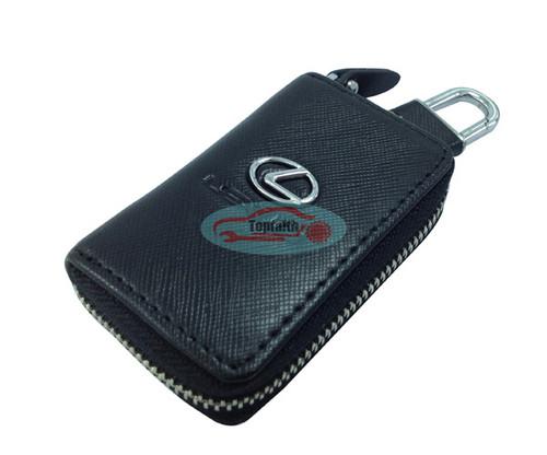 Black leather cover remote key case bag for