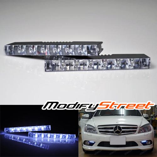 Universal ultra slim 7000k white 6-led daytime running lights bumper drl lamps