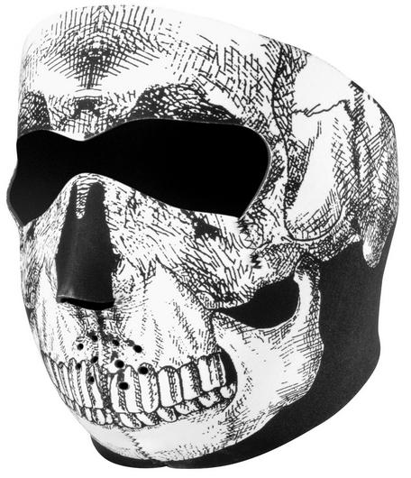 Zan headgear face mask neoprene black white skull