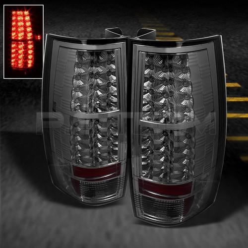 Smoked 07-10 chevy suburban tahoe gmc yukon denali led tail lights lamps pair