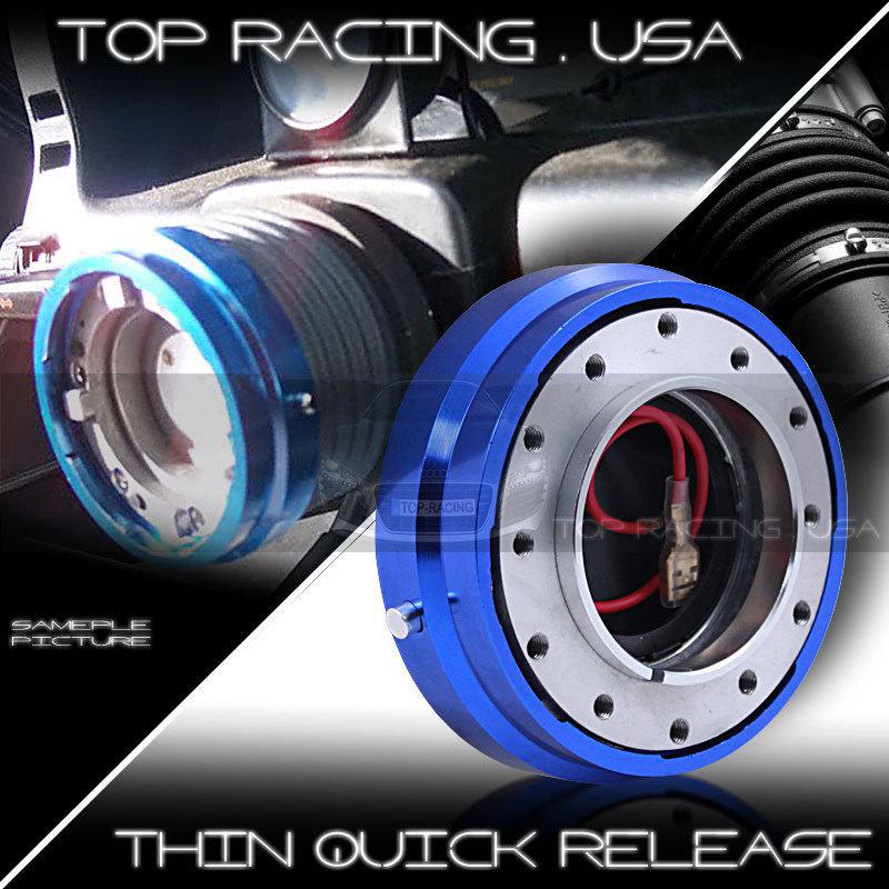  universal jdm 6-hole racing steering wheel 1.5" thin quick release hub blue