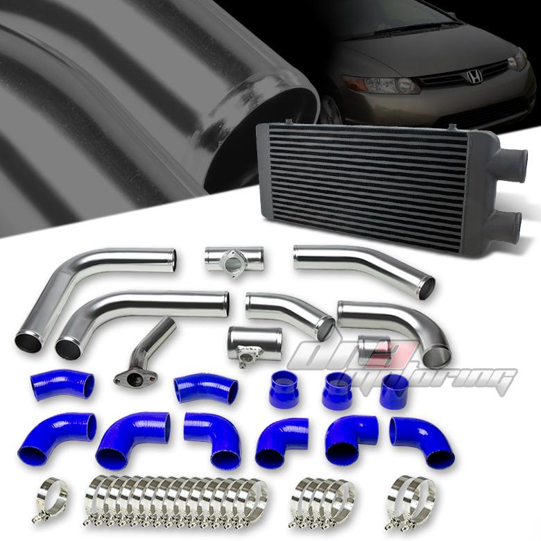 06-09 civic si k20 full aluminum bar&plate black turbo intercooler+piping kit