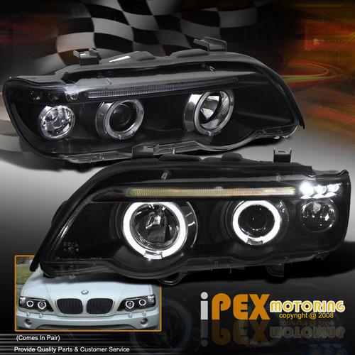 *euro bright* 2001-2003 bmw x5 e53 halo led projector headlights black headlamp