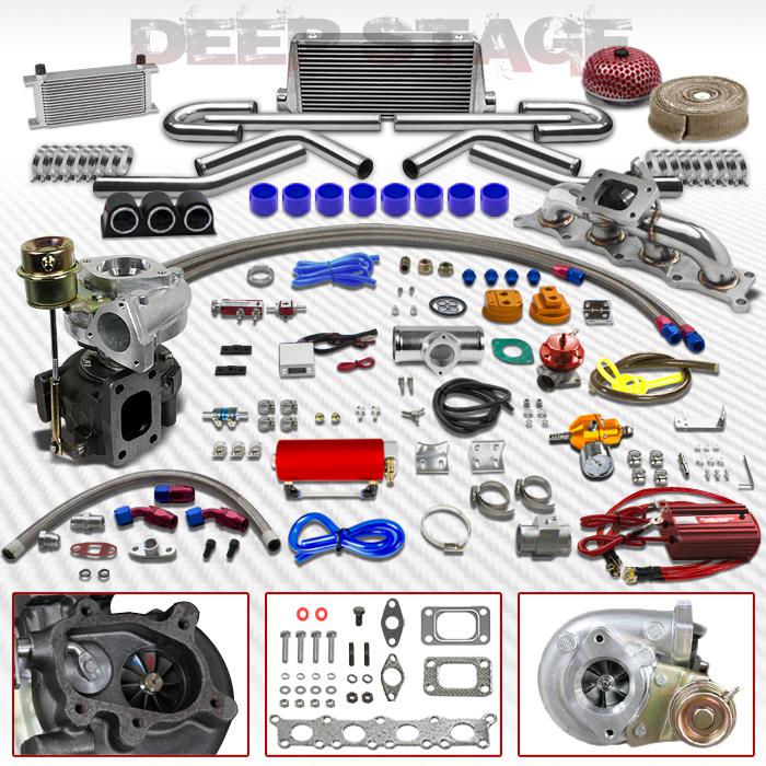 T25/t28 22pc turbo kit w/intercooler+blow off valve+manifold+wrap a4/passat 1.8l