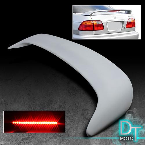 96-00 civic 4dr sedan rear trunk spoiler wing w/ led brake lamp-primer unpainted