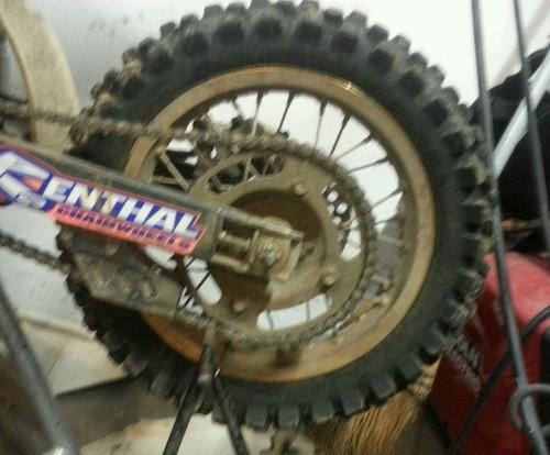 Rm75 kx65 rear wheel gold with good tire