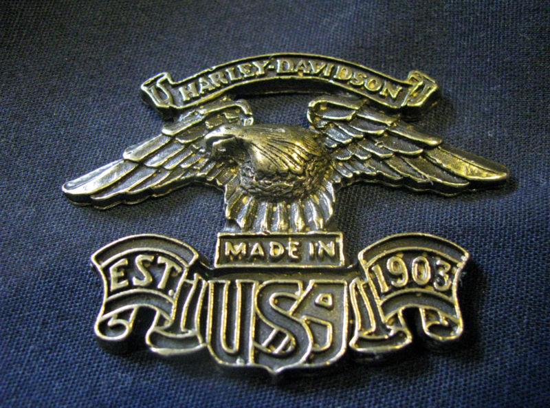 Harley-davidson motorcycle brass eagle made in usa biker badge emblem 1903