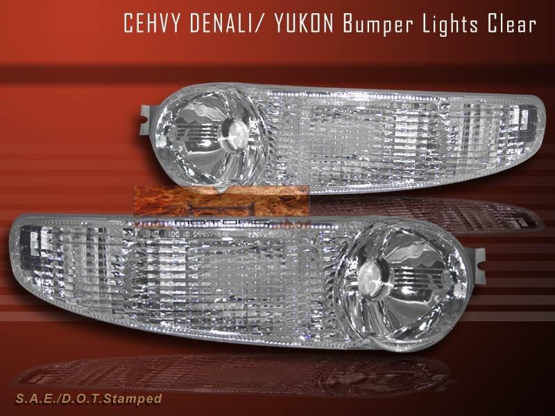 99-06 gmc sierra denali yukon front bumper lights clear