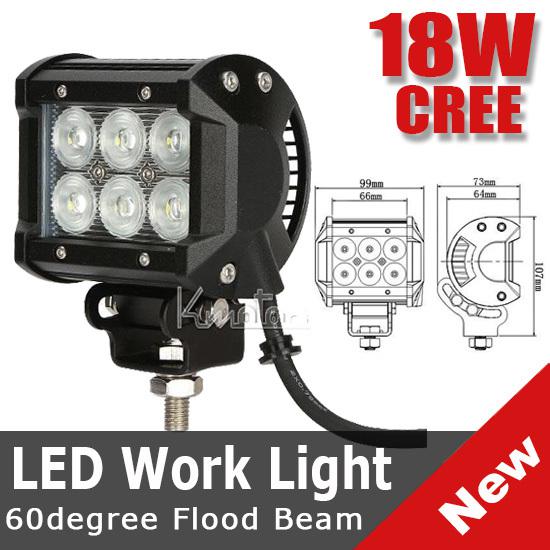 18w cree flood beam led work offroads lamp light truck boat mining 4wd 4x4 jeep