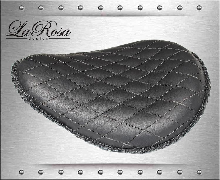 Larosa premium leather diamond tuk harley chopper solo seat + scissor springs