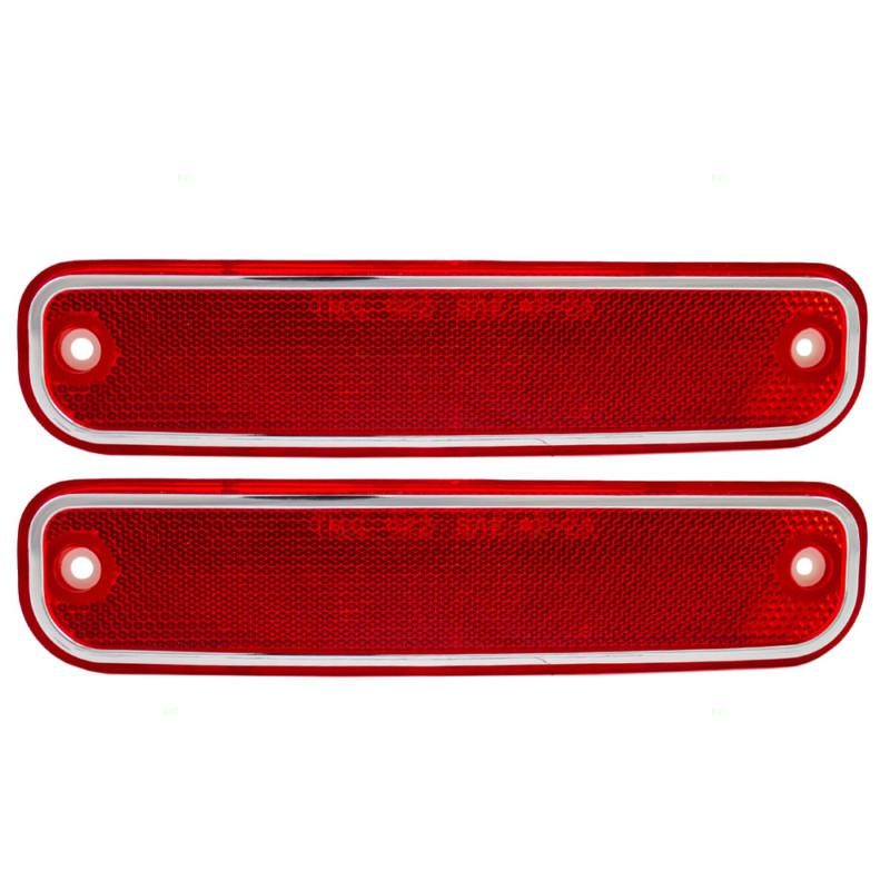 New pair set signal rear side marker light lamp lens red w/chrome trim dot