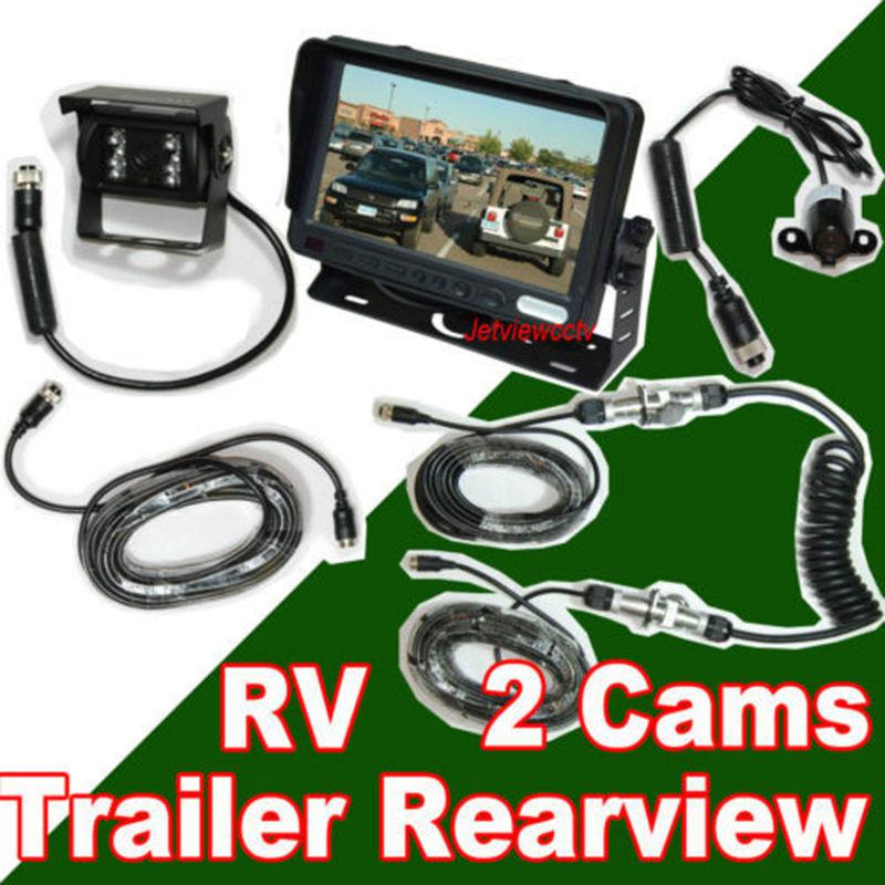 Rv trailer backup rear view system with  7" lcd  monitor and 2 camera 