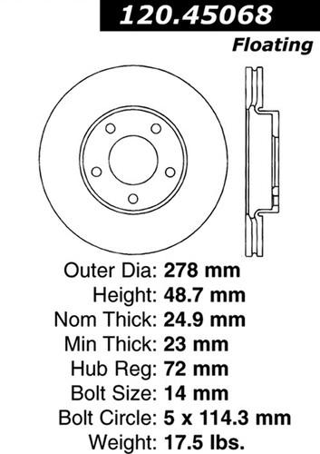 Centric-power slot 127.45068r stoptech sport rotors 04-11 3