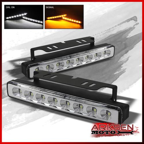 Super white drl led daytime running lights bumper fog lamp+amber signal set