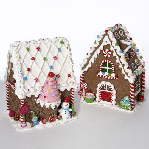 7.5-8"gingrbread house w/led lights