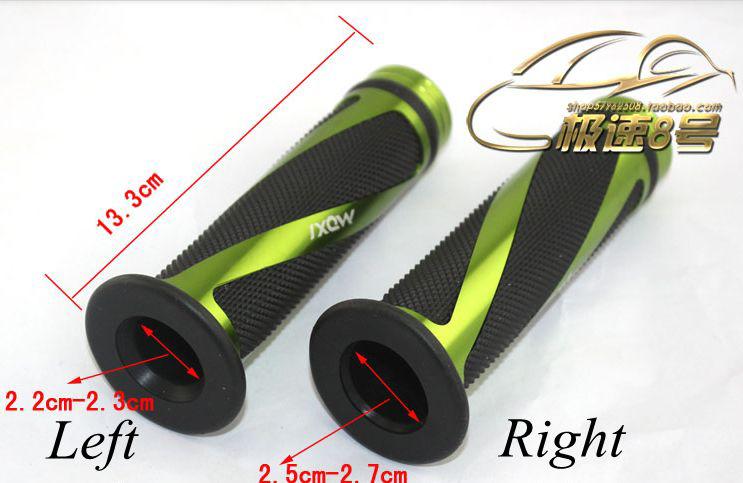 2 x universal green aluminum rubber gel hand grips for motorcycle 7/8" handlebar