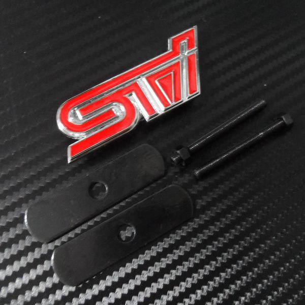 Car front grill fender hood chrome badge metal sti for subaru impreza red