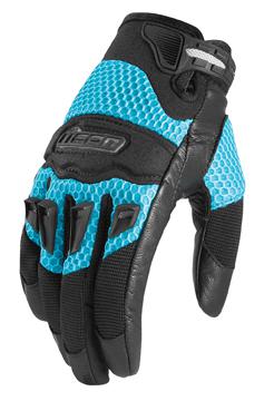 Icon twenty-niner blue leather womens gloves xsmall xs