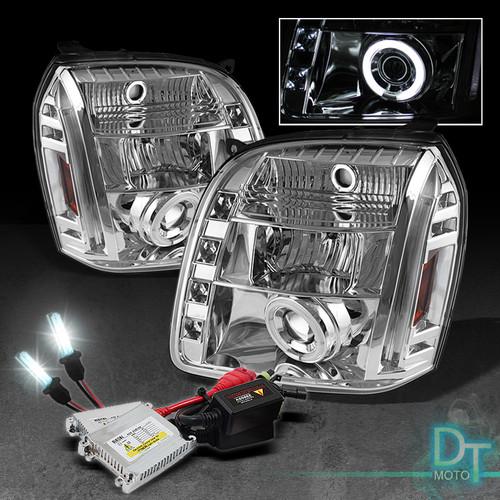 6k slim xenon hid + 07-13 gmc yukon/denali ccfl halo chrome projector headlights