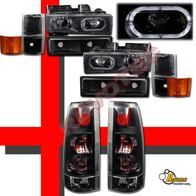 94 95 96 97 98 chevy c10 ck full size halo headlights bumper & tail lights black