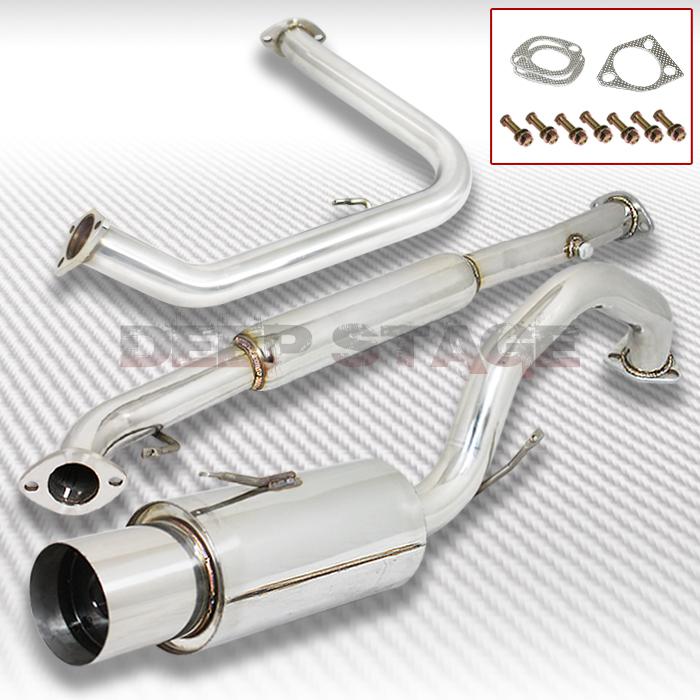 Stainless cat back exhaust 4" tip muffler 00-05 mitsubishi eclipse 2.4l 3g 4g64