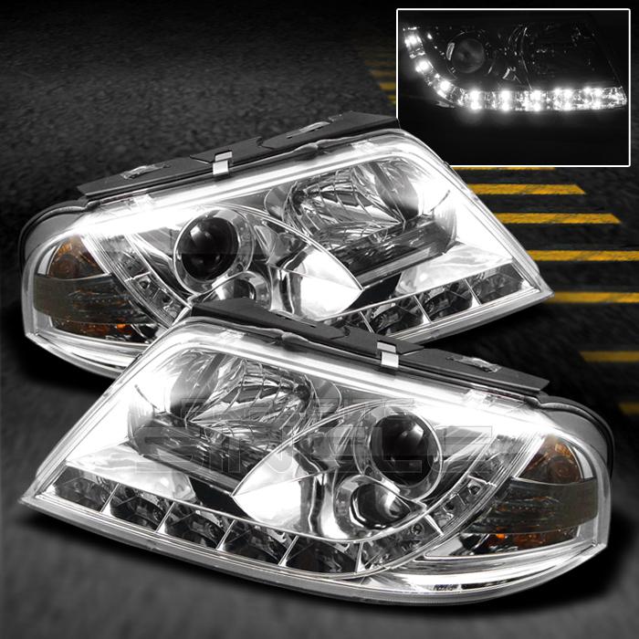 01-05 vw passat clear projector r8 style drl daylight led strip headlights lamps