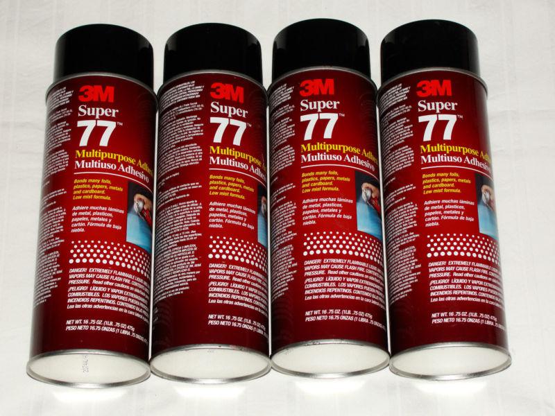 3m super 77 spray multipurpose adhesive fast tack 16.75 oz. lot of 4 can's new