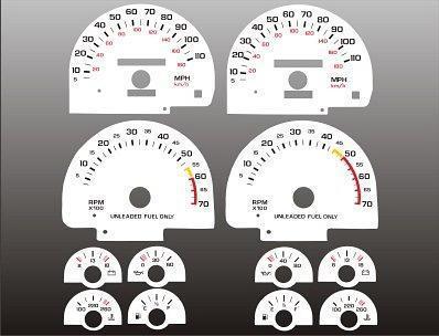 1990-1992 chevrolet camaro 110 mph instrument cluster white face gauges 82-92