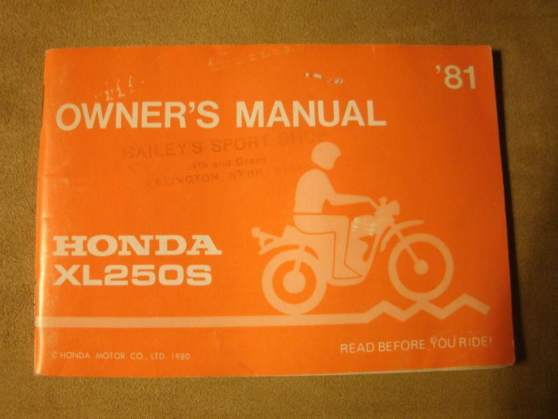 Oem factory 1981 honda xl250s owners manual excellent condition 81 xl250 xl 250