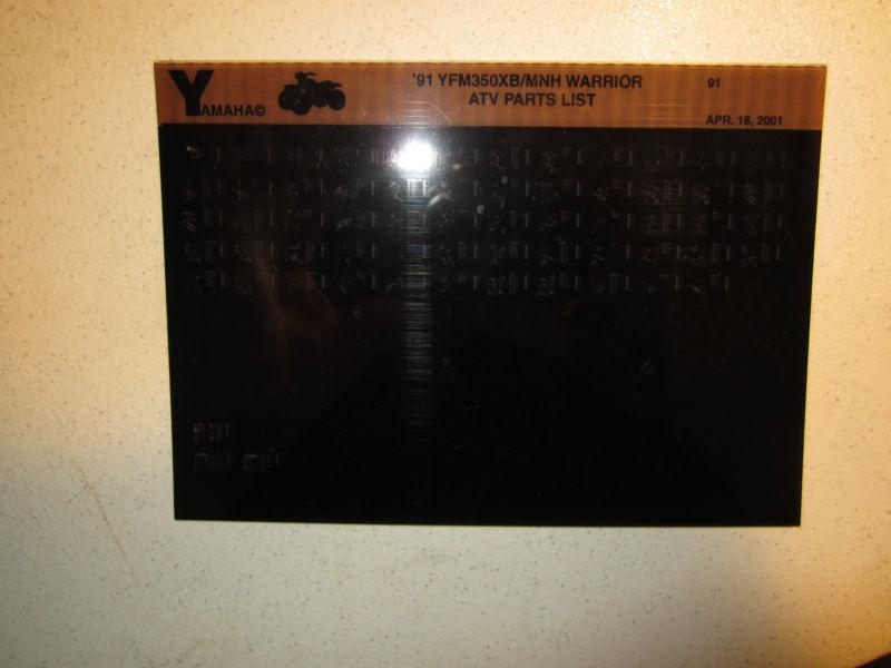 1991 yamaha atv yfm350xb mnh warrior microfiche parts catalog yfm 350 xb