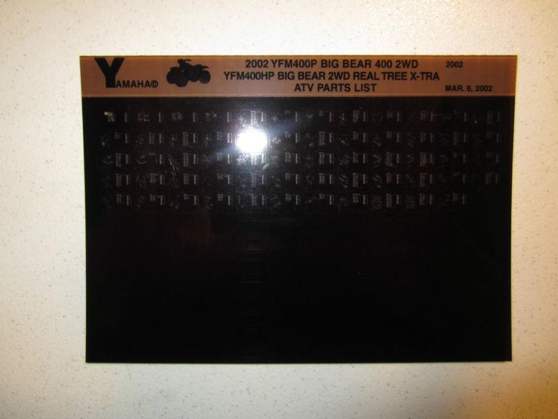 2002 yamaha atv yfm400p yfm400hp big bear real tree microfiche parts catalog 