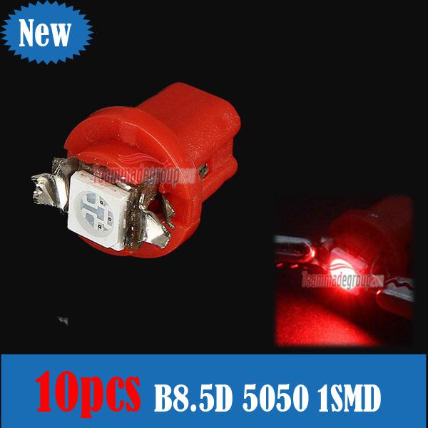 10x t5 5050 b8.5d 1 smd led car gauge side dashboard light lamp bulb 12v red