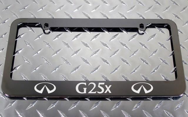 1 brand new infiniti g25x gunmetal license plate frame + screw caps