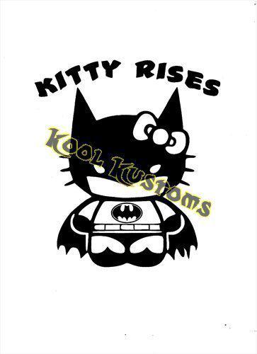 Vinyl decal sticker hello kitty...kitty rises...batgirl..funny..car truck window