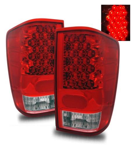 04-12 nissan titan euro red clear smd led tail lights housings rear brake lamps