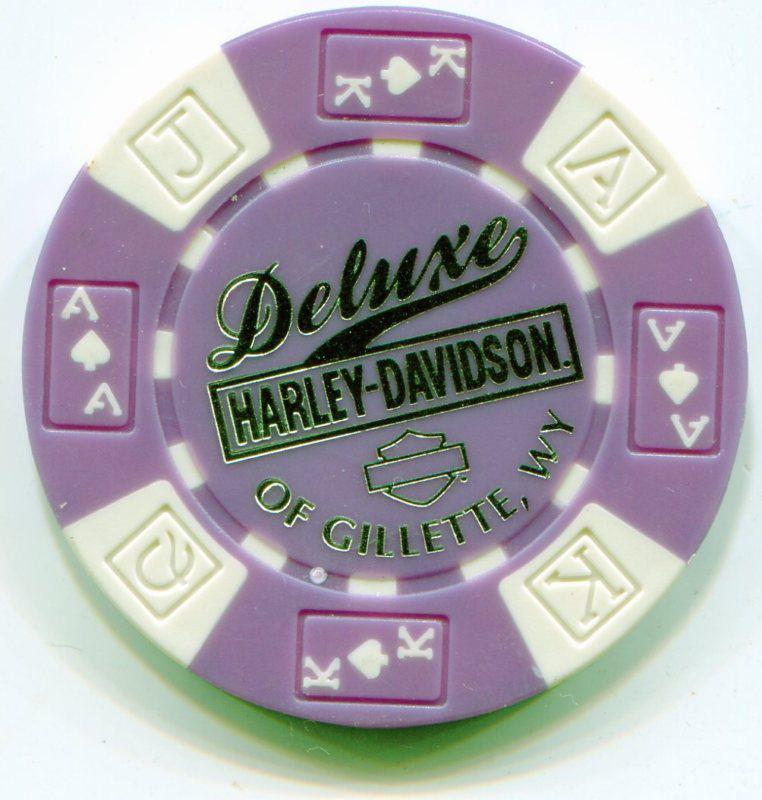 Deluxe harley davidson gillette wyoming lilac collectable poker chip