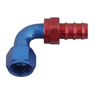 Summit 220712 hose end 90 deg -8 an hose barb to female -8 an red/blue ea