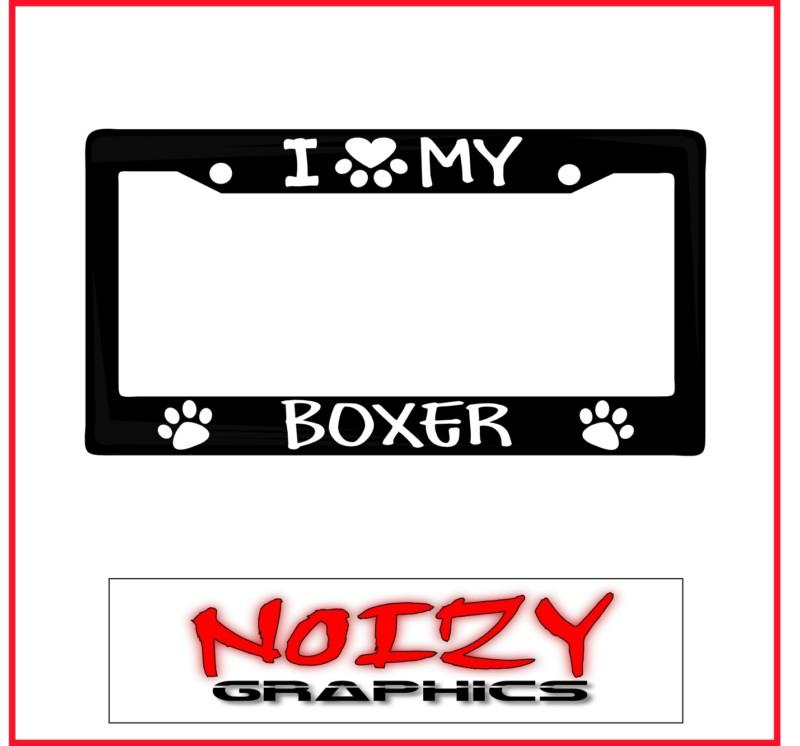 Cute family dog license plate car sticker decal frame i love paw heart my boxer