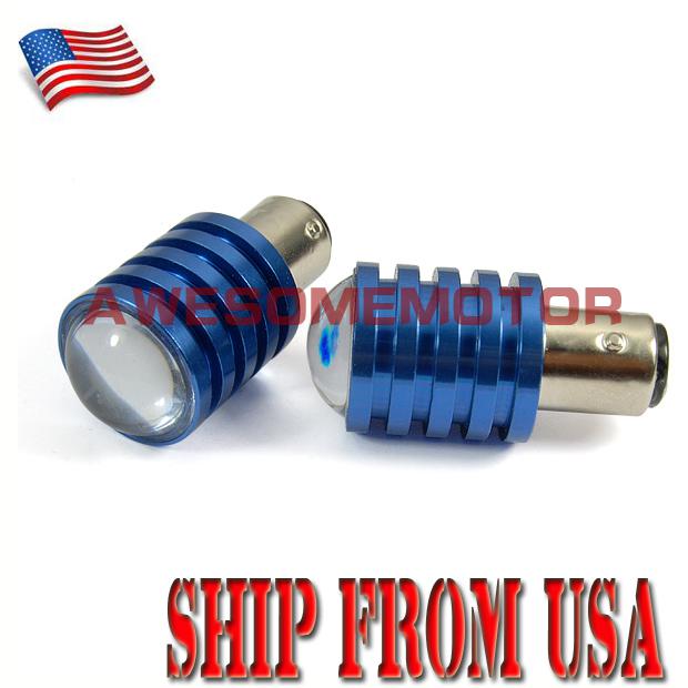 Us blue metal case white light led bulb wedge rear side marker stop tail lamp