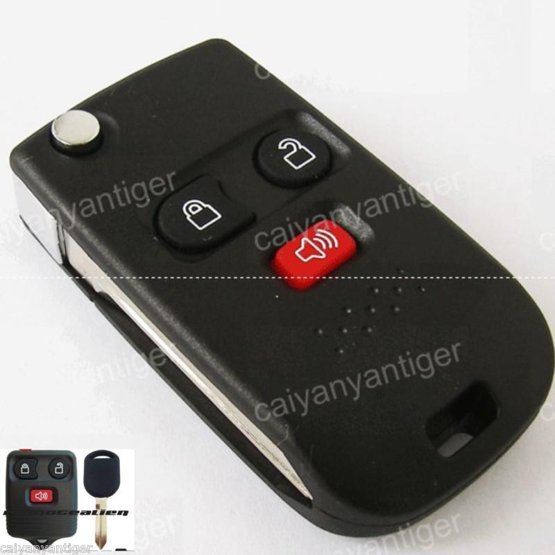 Uncut folding flip blank remote key case shell fob refit ford 3 buttons key