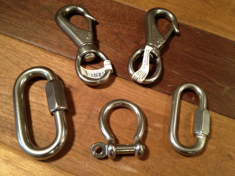 Stainless steel swiveling quick snap / clevis / hook / lot of 5 sailing boating
