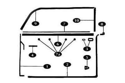 Door rubber kit, fits vw karmann ghia convertible 1972-1974