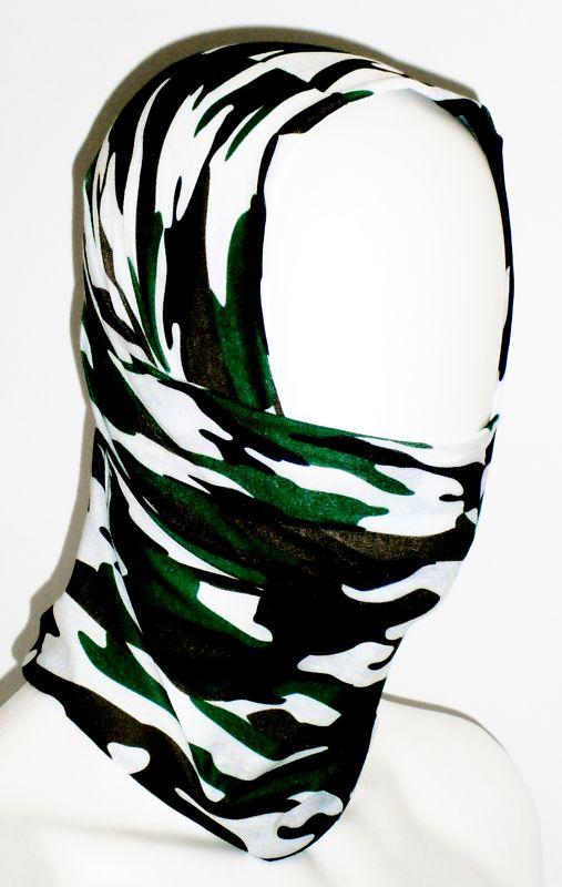 Camo motley tube neck face mask dust wind atv helmet liner balaclava green white